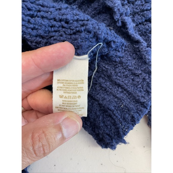 Free‎ People Womens Size XS Sunday Shore Cotton Blend Sweater Navy Chunky oversz - Picture 4 of 7